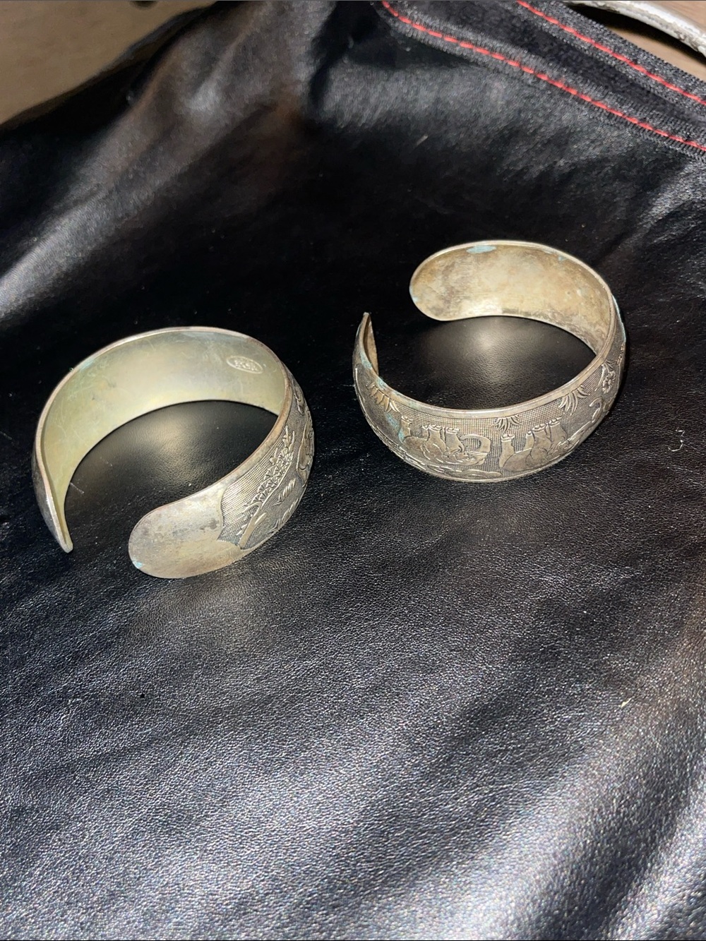 Silver-Tone Men's Engraved Cuff Bracelet - Vintage Style